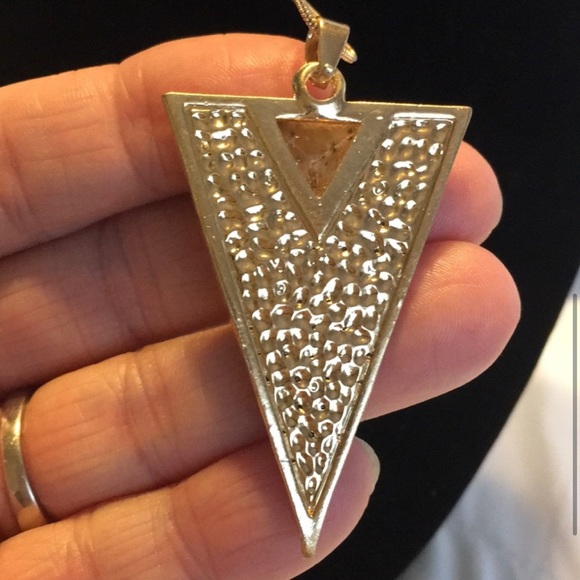 Gold Triangle Pave Long Fashionable Necklace NWT - Picture 6 of 10